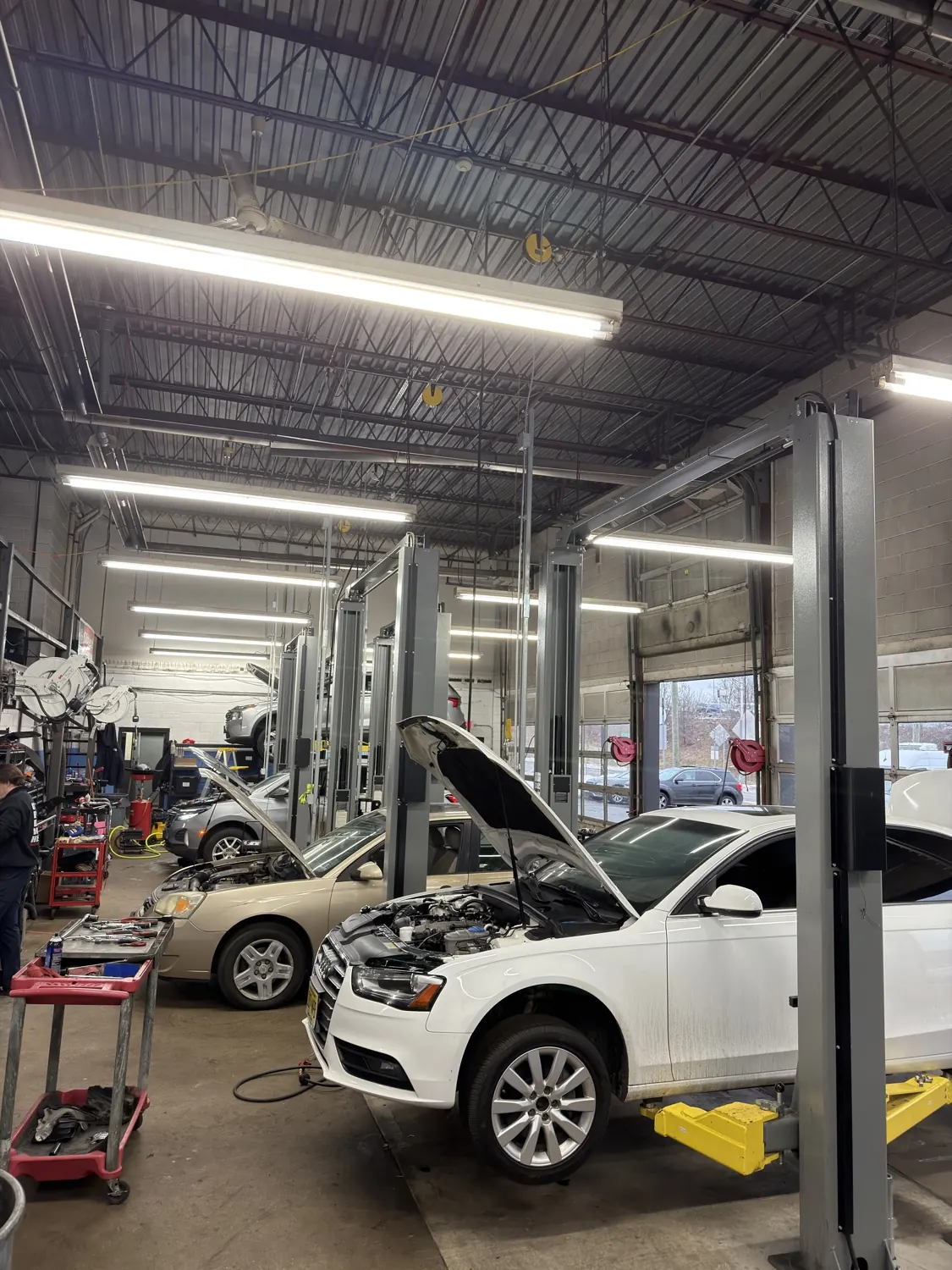 A KRP Automotive technician at work in the Clifton, NJ service bay