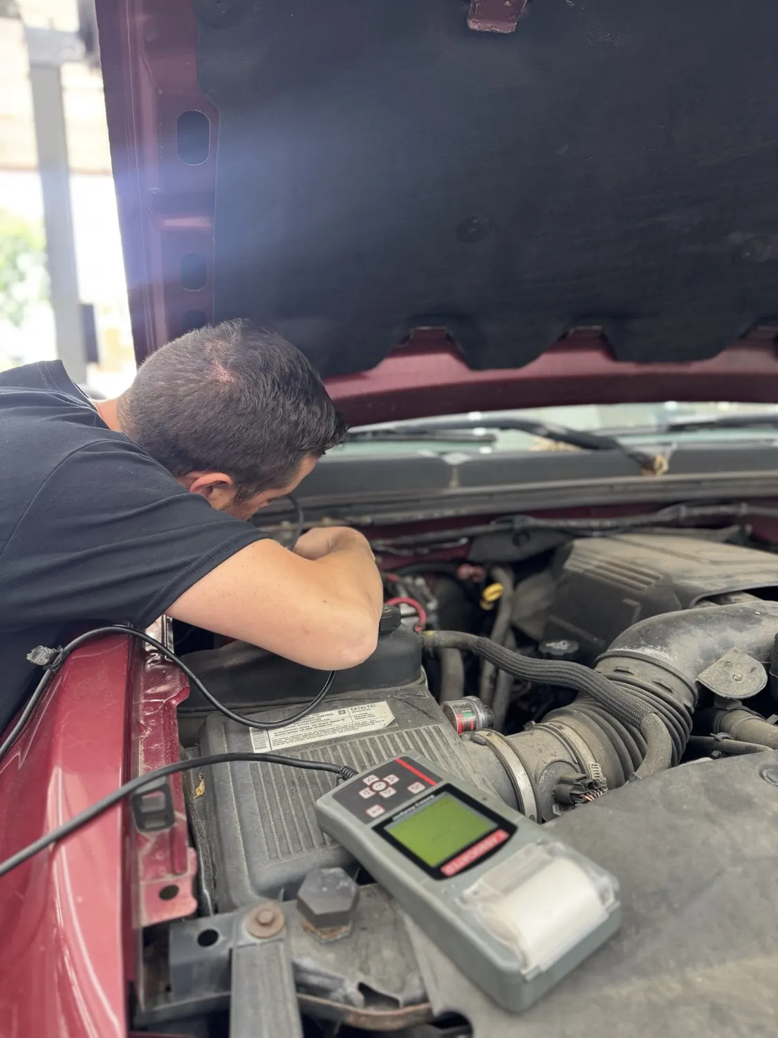 Battery and charging-system testing at KRP Automotive Repair in Hawthorne, NJ